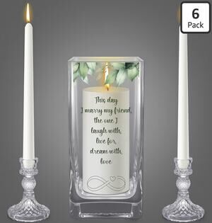 FoldTier Unity Wedding Candle Ceremony Set Glass Holder Taper Pillar Candles